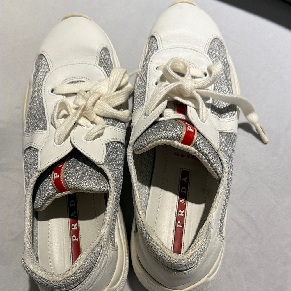 Prada White and Gray Women's Sneakers
